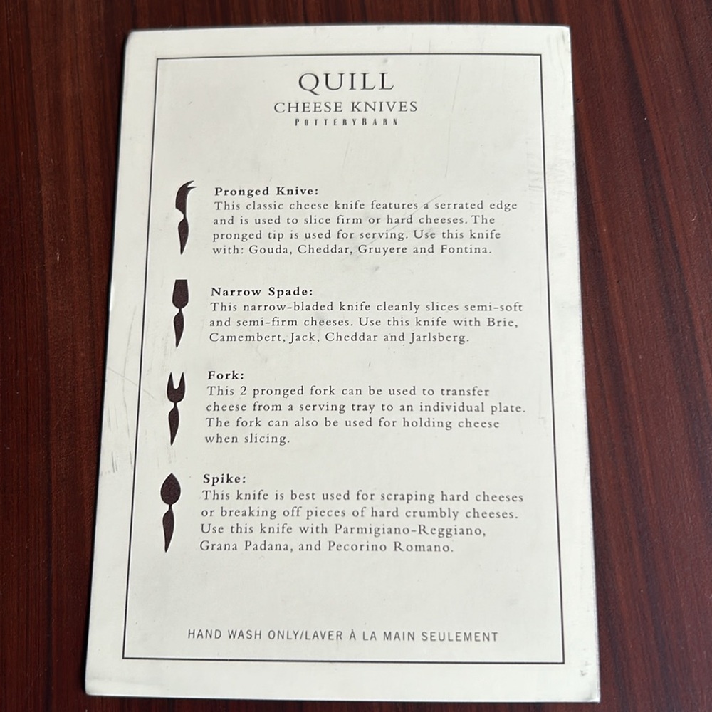 Pottery Barn Quill Cheese Knives